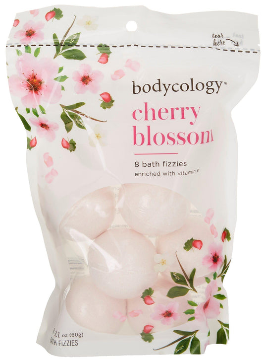 Bodycology Cherry Blossom Bath Fizzies Soak Balls, 8 Count