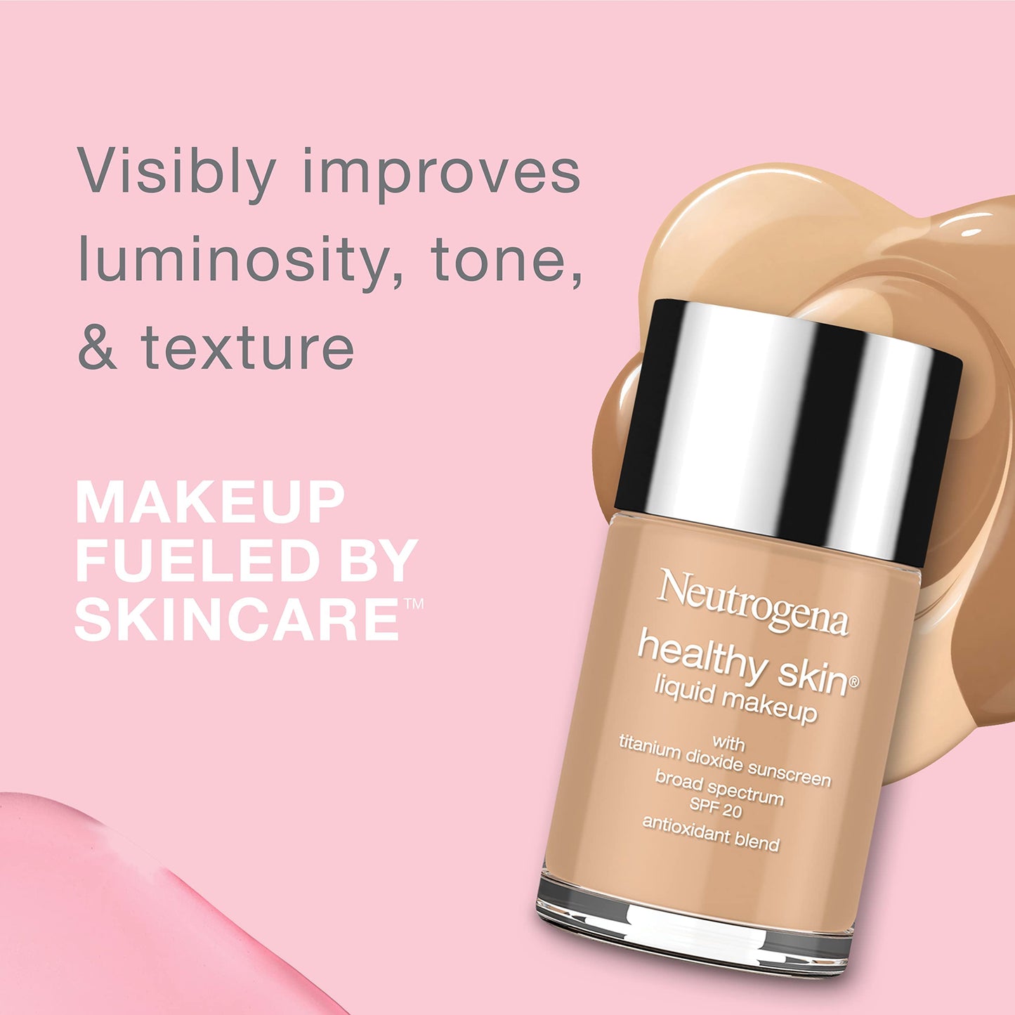 Neutrogena Healthy Skin Liquid Foundation Makeup with Broad Spectrum SPF 20 Sunscreen, Lightweight, Medium Coverage Makeup with Sunscreen