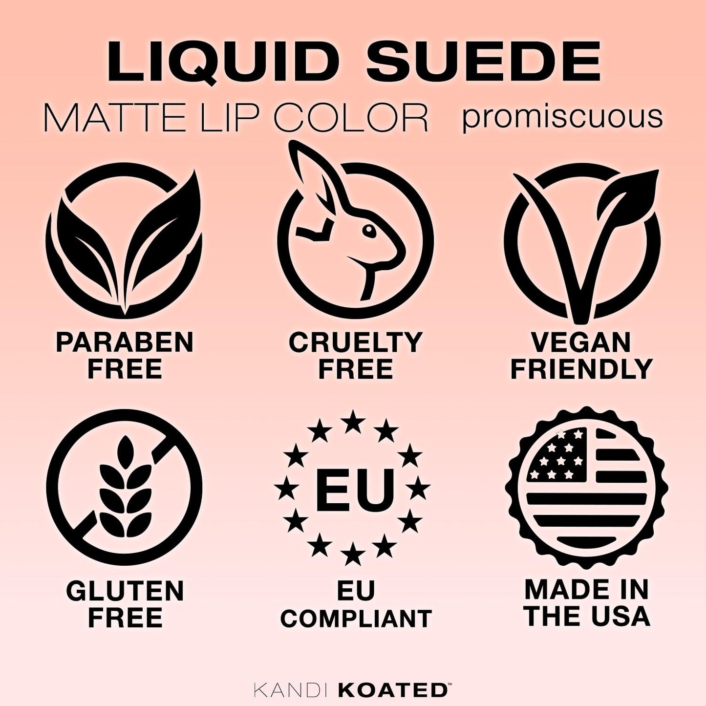 Kandi Koated Liquid Suede Lipstick [Promiscuous] Liquid Matte Lip Color | Intense Color Options, Non-Sticky, Paraben-Free, Cruelty-Free | Beauty &