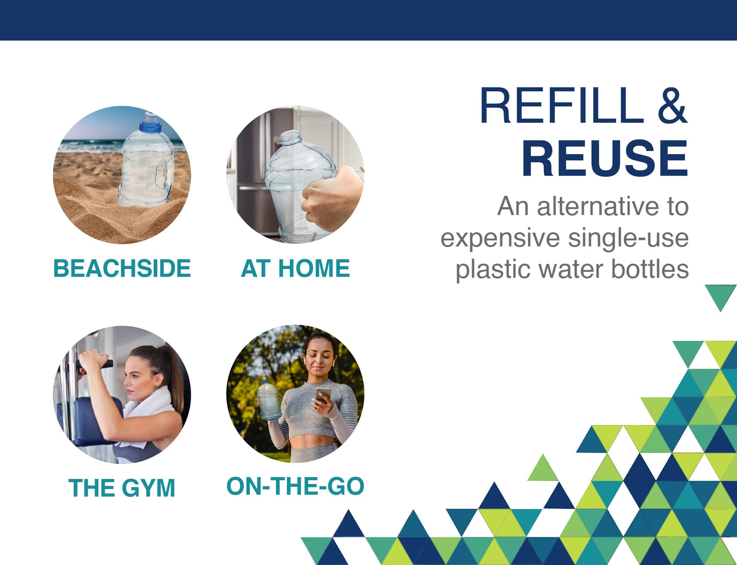 Arrow H2O On The Go Water Bottle, 2.2 Liter - Large Clear Plastic Water Bottle with Push Cap - Made in the USA, BPA Free - Built-In Convenient