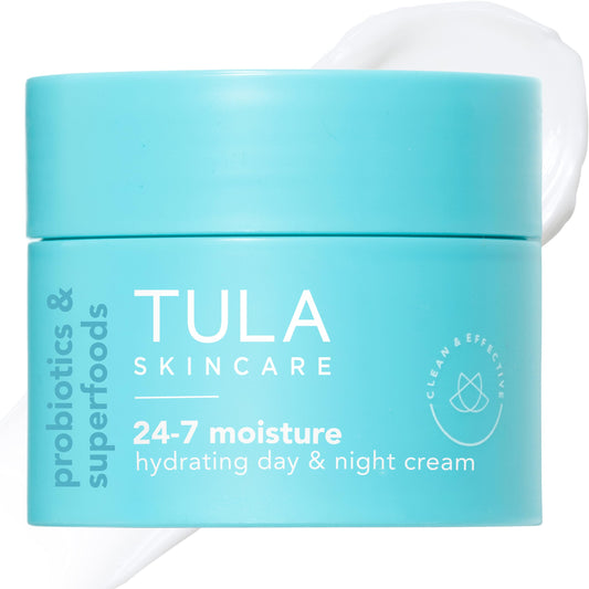 TULA Skin Care 24-7 Moisture Hydrating Day and Night Cream - Travel-Size, Ultra Nourishing Moisturizer for Face, Improves, Soothes & Maintains Skin