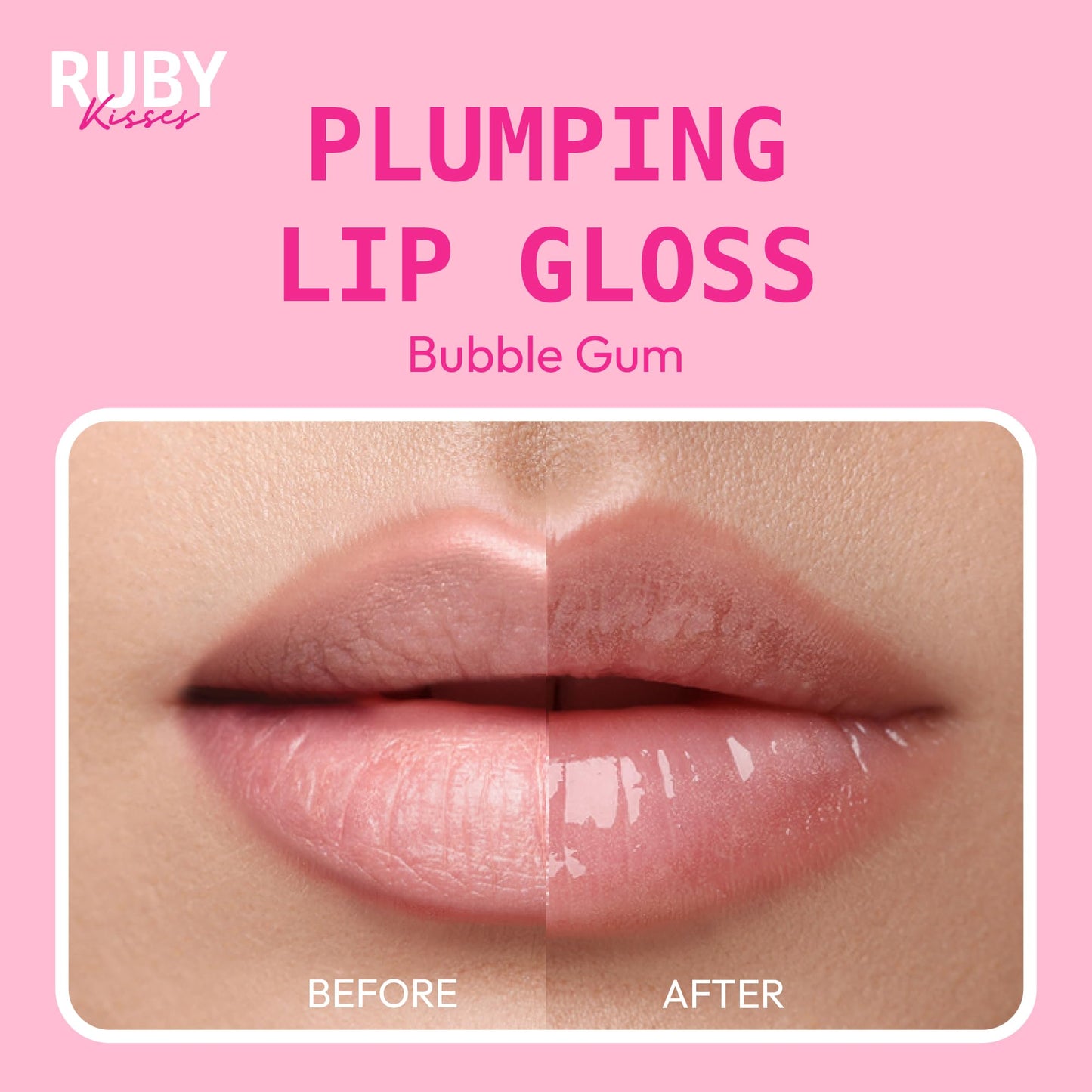 Ruby Kisses Hyaluronic Lip Gloss, High-Shine Volumizing Plumping Hydrating