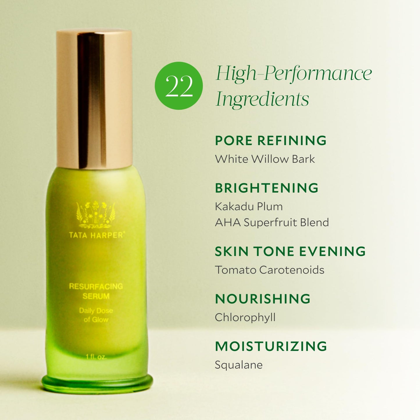 Tata Harper Resurfacing Serum, Brightening, Daily Glow, AHA/BHA Face Serum, Natural Skincare 30ml