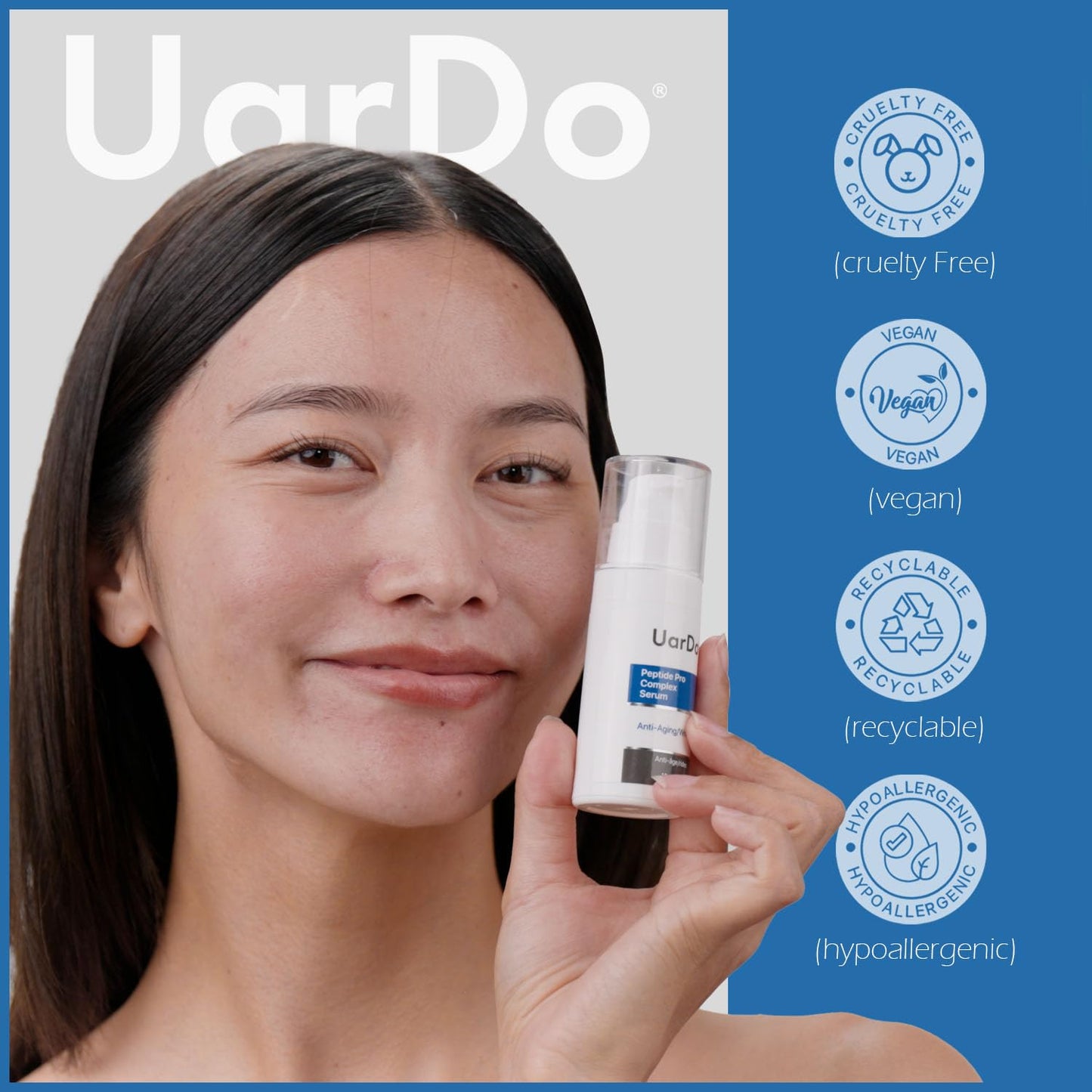 Uardo Peptide Pro Complex Serum 1 Fl Oz/ 30 ml - usn104 | For All Skin Types | Keeps Skin Moisturized | Reduces Wrinkles | For Women and Men
