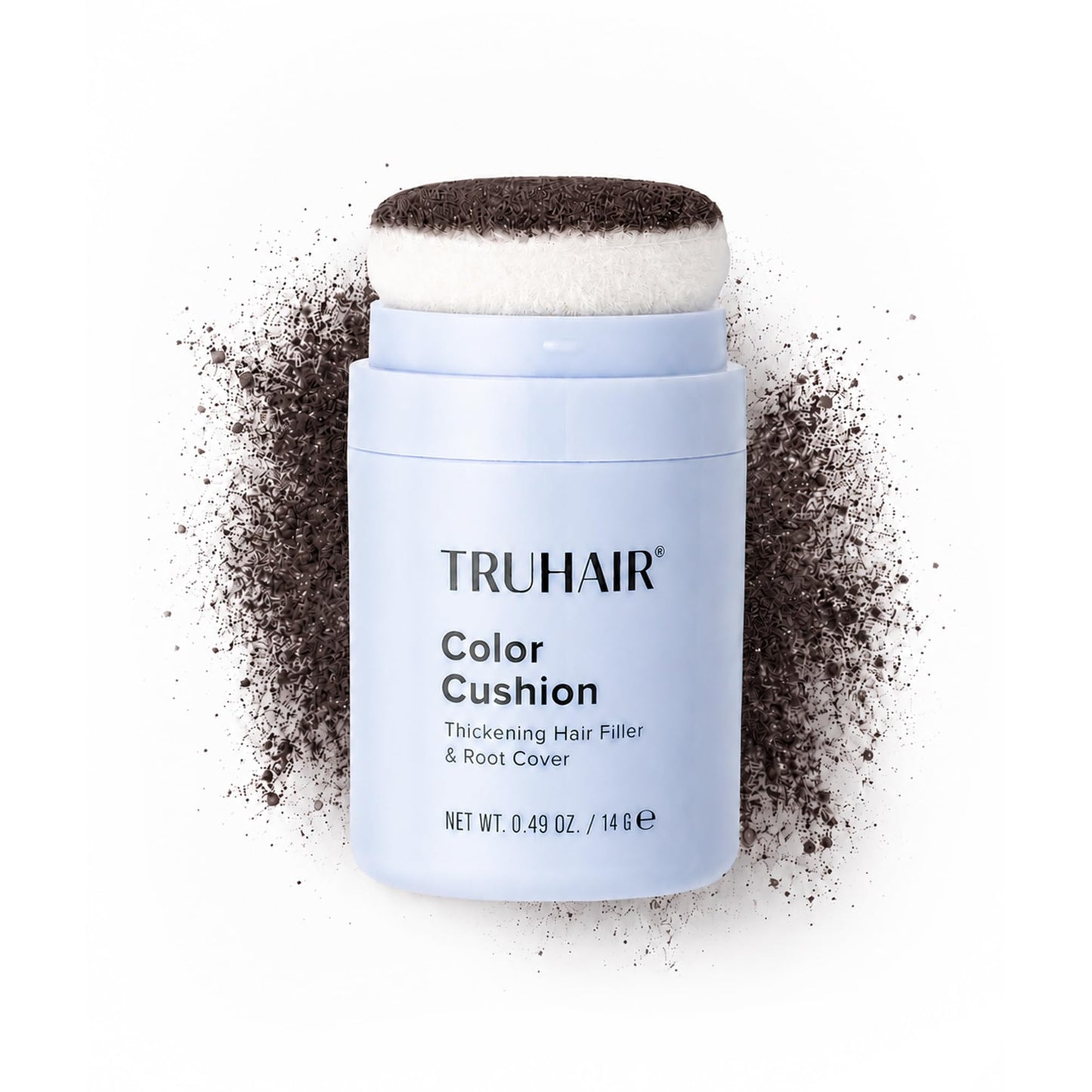 TRUHAIR Color Cushion Thickening Hair Filler & Root Cover Up Powder - Oil Absorbing Hair Fibers for Thinning Hair - Instant Volume, Gray Coverage