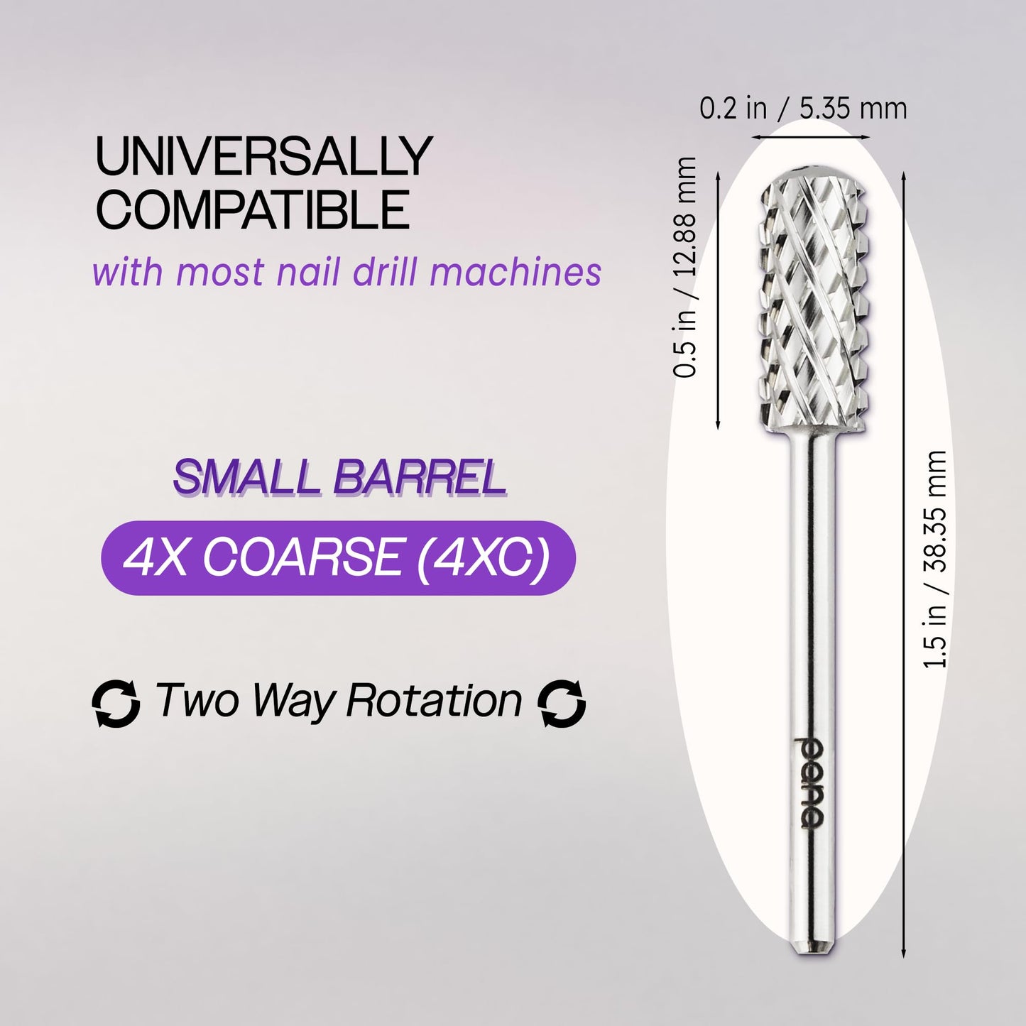PANA 3/32" Small Barrel Smooth Top Silver Carbide Nail Drill Bit for Manicure, Pedicure and Acrylics (Grit: 4X Extra Coarse - 4XC, 1pc)