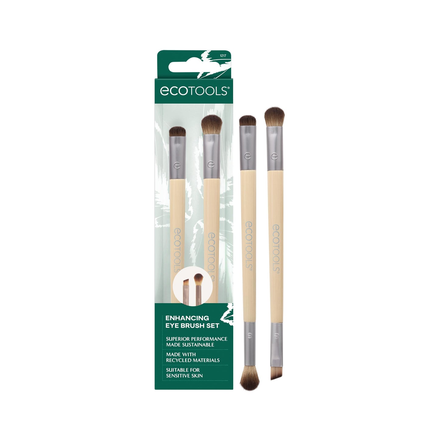 EcoTools Enhancing Eye Brush Set, Makeup Brushes For Liquid, Cream & Powder Eyeshadow & Eye Liner Application, Dual-Sided & Eco-Friendly, Synthetic