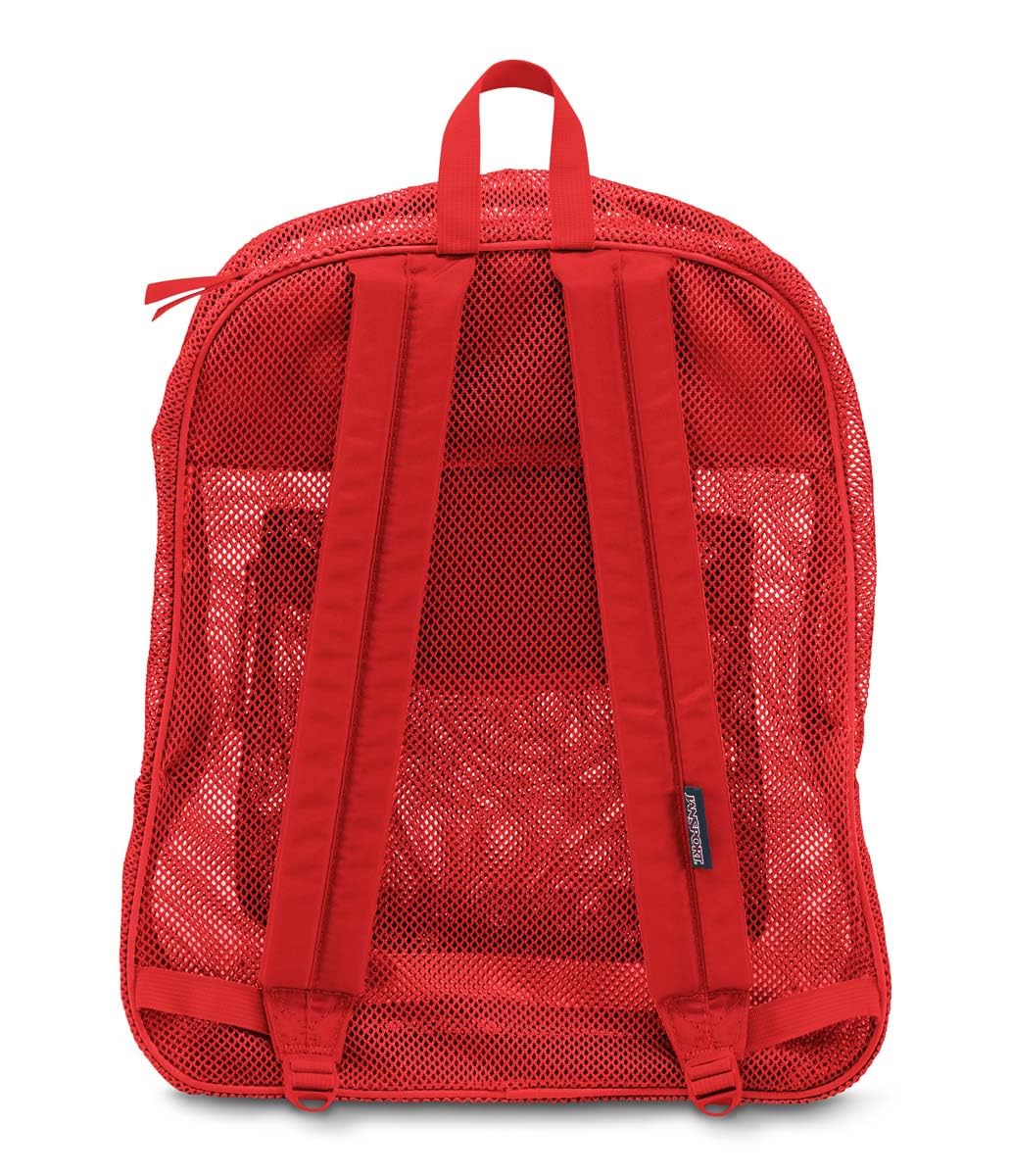 JanSport Mesh Pack - See Through Backpack Ideal for Class, Work, Travel, or Beach Outings, Red Tape
