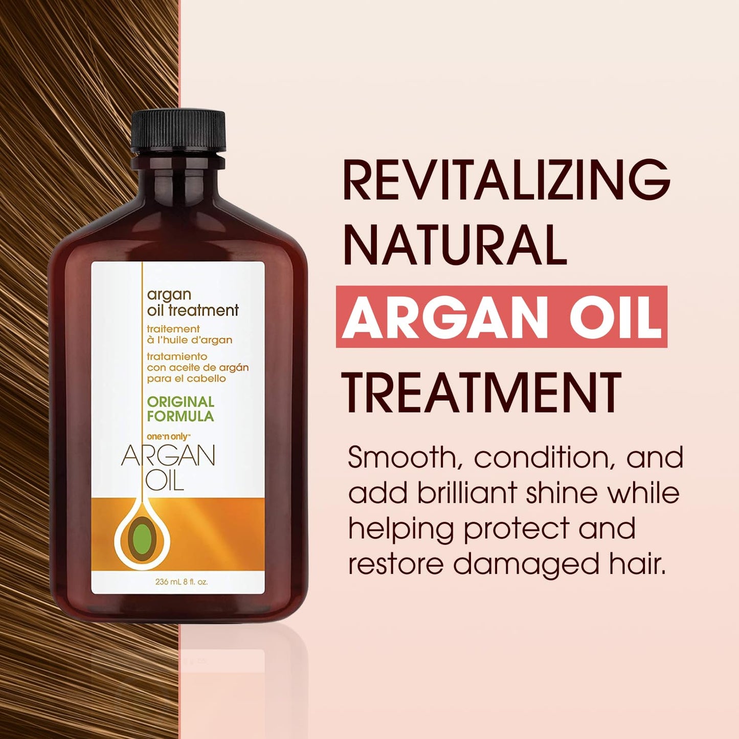 One 'n Only Argan Hair Oil, Lightweight, Non-Greasy Formula for All Types of Natural Hair, Wigs and Extensions. Adds Shine, Helps Tame Frizz 60 ml (2
