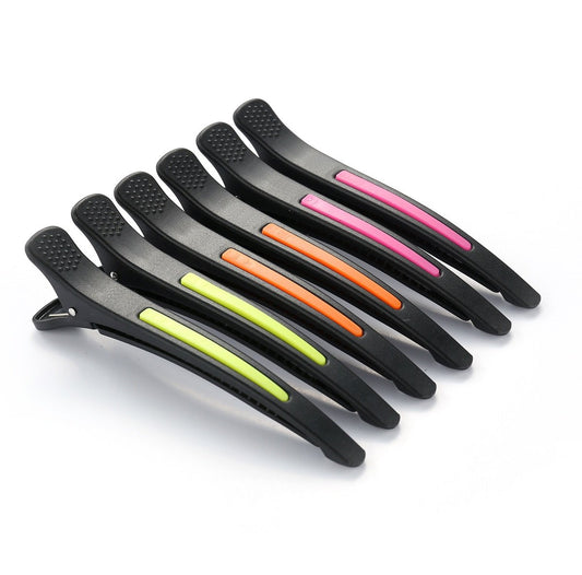 6Pcs/set Pinup Plastic Duck Bill Hair Clips for Sectioning Hair - Professional Non Slip Silicone band Clips Salon DIY Accessories Hairpins Hairgrip