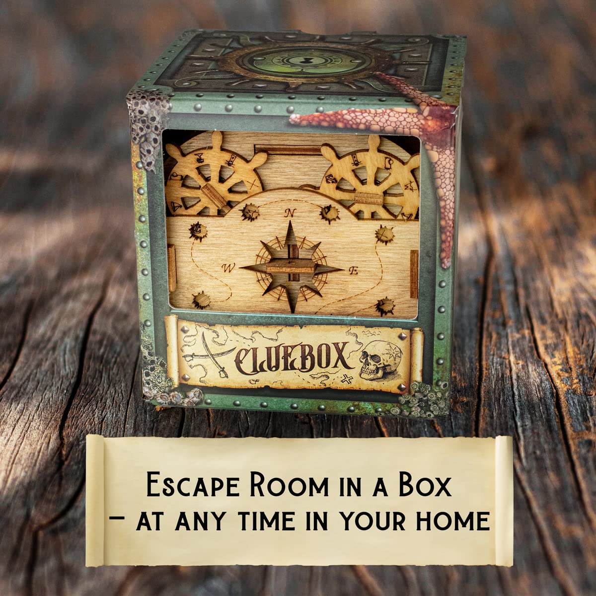 iDventure Cluebox – Davy Jones Locker 3D Wooden Puzzle Box, Escape Room Game, Brain Teaser & Gift Box for Adults, Birthday Gadget for Men