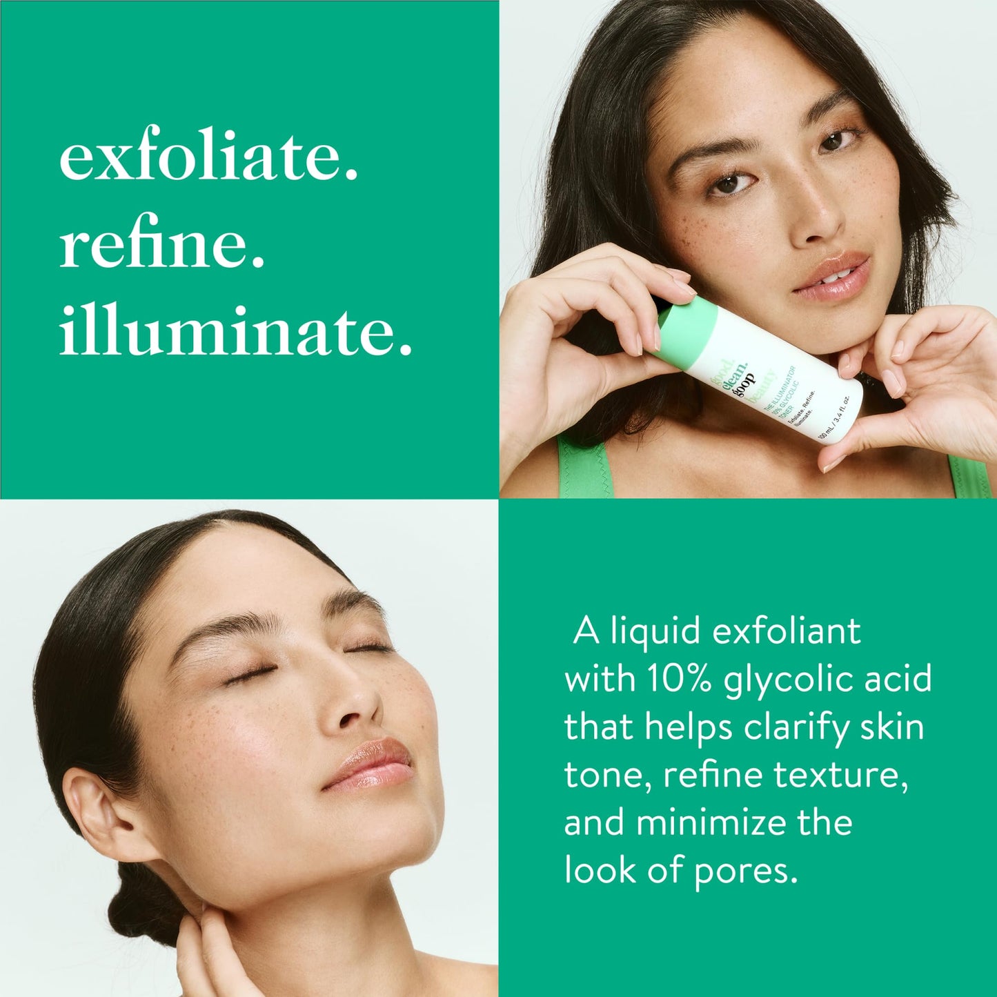 good.clean.goop Beauty The Illuminator 10% Glycolic Toner | Correct Texture and Minimize Pores | Glycolic Acid, Black Tea Ferment, & Snow Mushroom