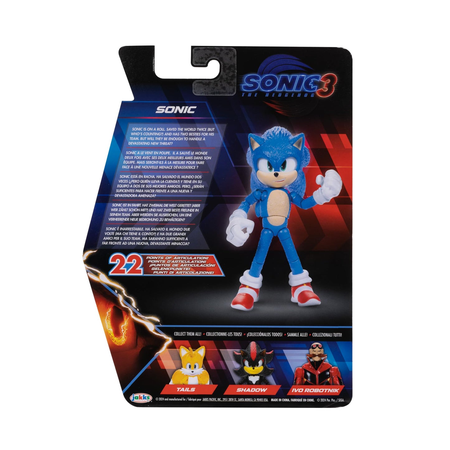 Sonic 3 Movie Action Figure – 5-Inch Collector Toy, Highly Articulated, Official Licensed Sonic the Hedgehog 3 Figure for Kids & Fans