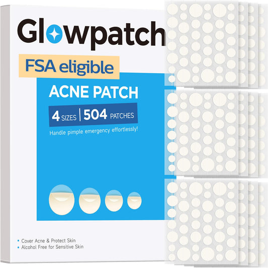 Glowpatch Pimple Patches for Face (504 Count), FSA Eligible Acne Patch Bulk, Zit Stickers 4 Sizes, Hydrocolloid Spot Stickers, Clear Acne Dots Beauty and Personal Care Glowpatch Default Title