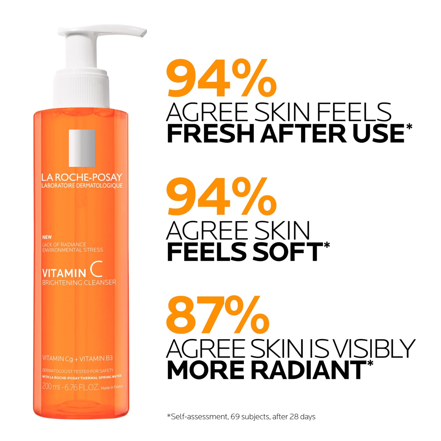 La Roche-Posay Vitamin C Brightening Face Wash, Gentle Foaming Facial Cleanser with Vitamin Cg and Vitamin B3 to Brighten and Even Skin Tone, Vitamin Beauty and Personal Care La Roche-Posay