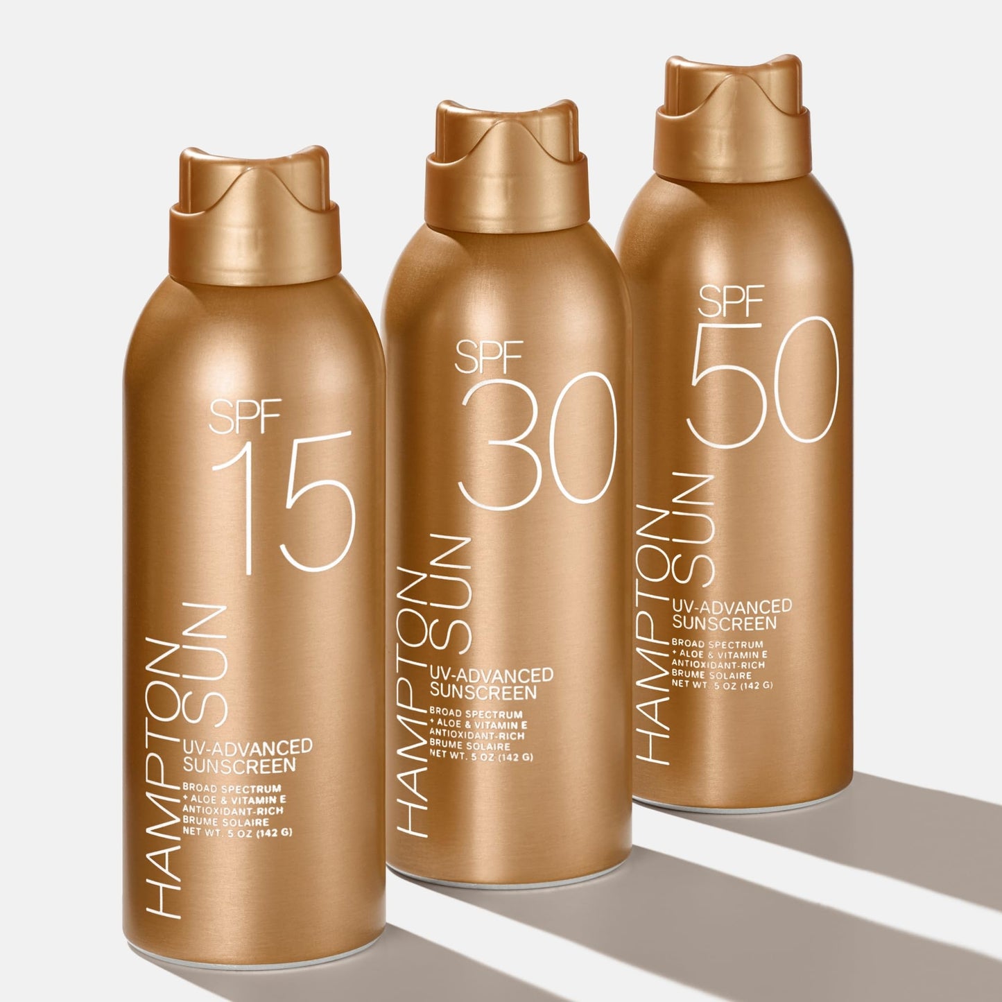 Hampton Sun SPF 15 Continuous Mist Sunscreen, Broad Spectrum UVA/UVB | Advanced Water + Sweat Resistance, Antioxidant-Rich Vitamin E + Aloe