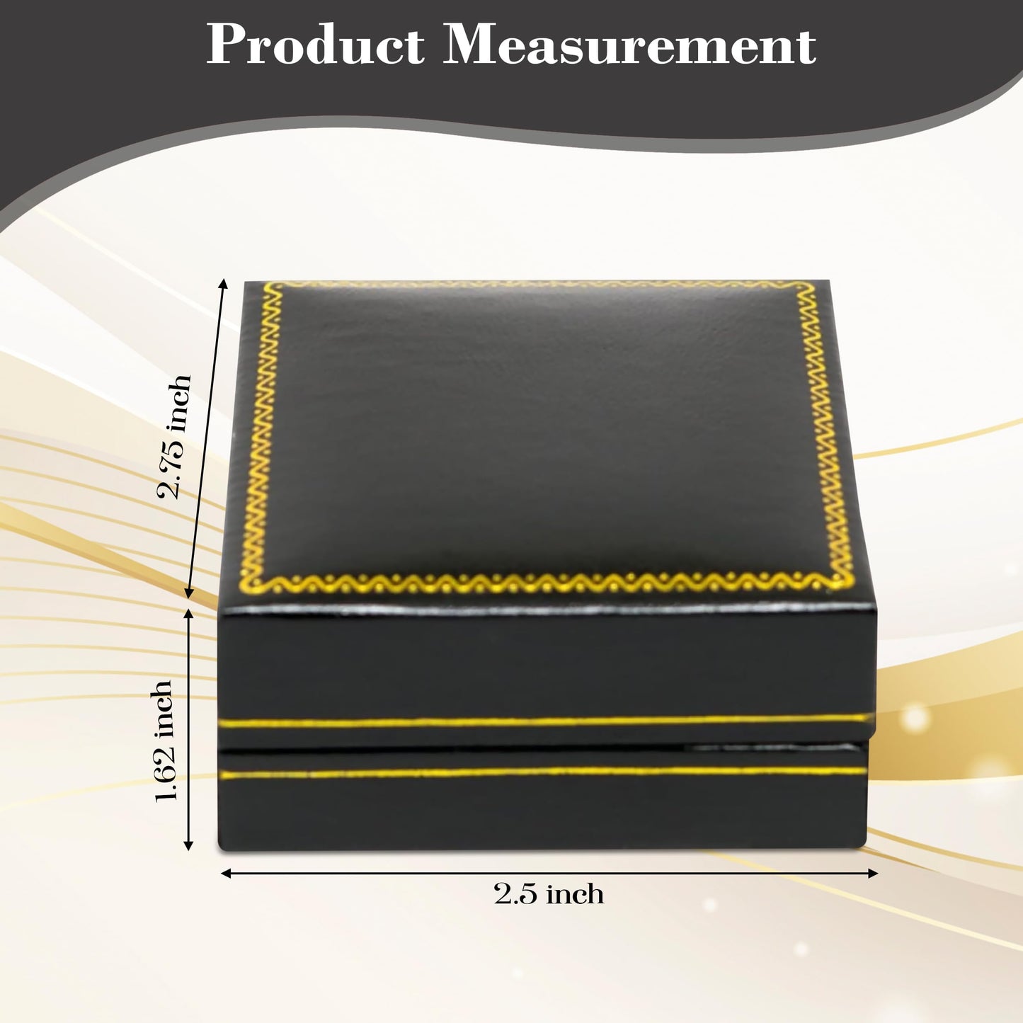 Novel Box Black Jewelry Box for Earrings Tree 2.5x2.75x1.62 Inches - Earring Gift Boxes with Gold Trim - Faux Leatherette Earring Storage Case - Gift…