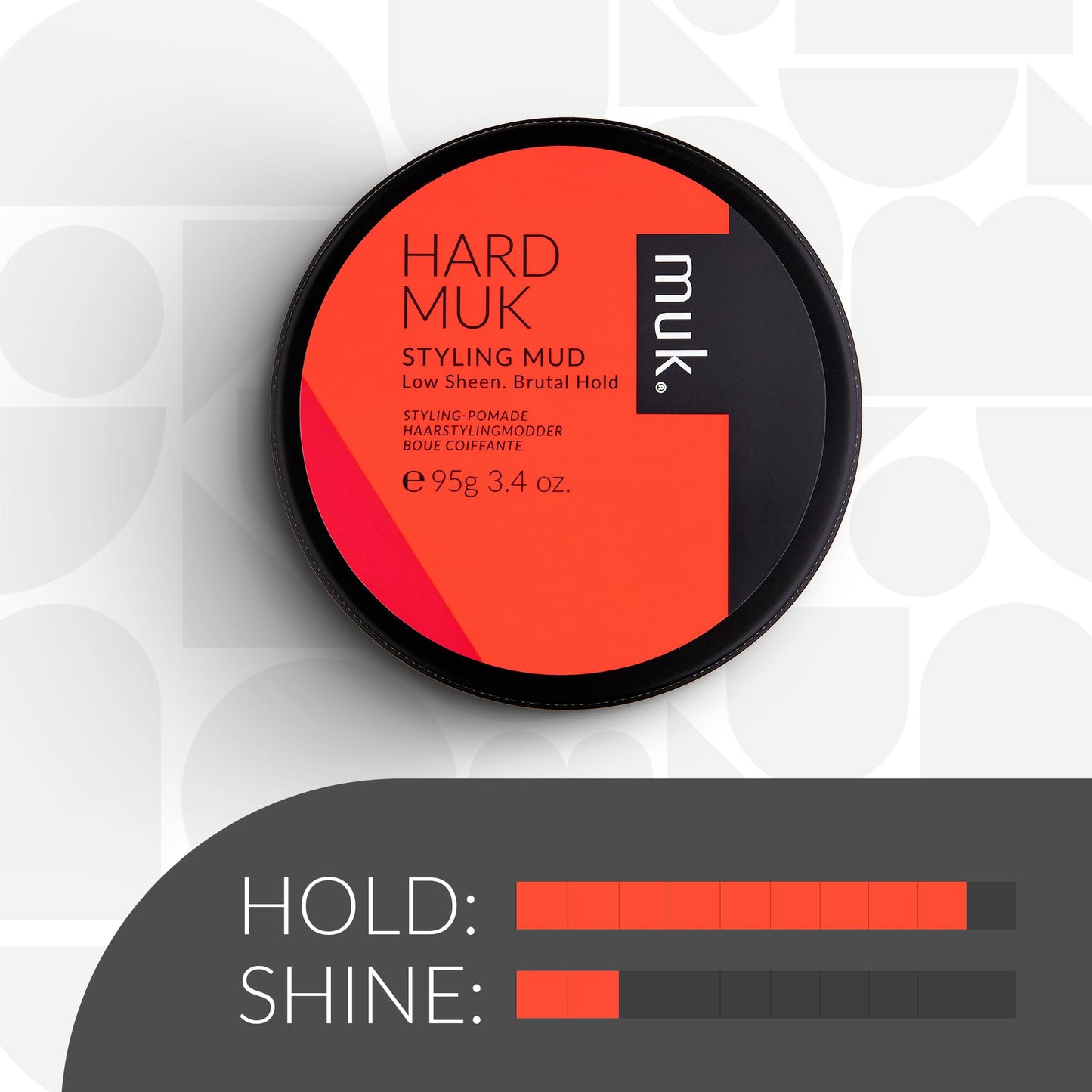Muk Haircare Styling Mud - Hard Hold, Low Sheen Finish Hair Product for Men - 3.4oz