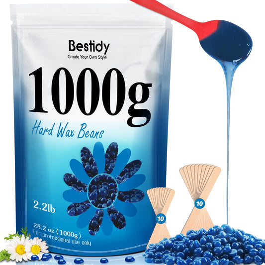 Bestidy Hard Wax Beads for Hair Removal, Waxing Beads for Coarse Hair, 1000g Refill Wax Beads for Wax Warmer, Home Waxing for All Body and Brazilian Beauty and Personal Care Bestidy