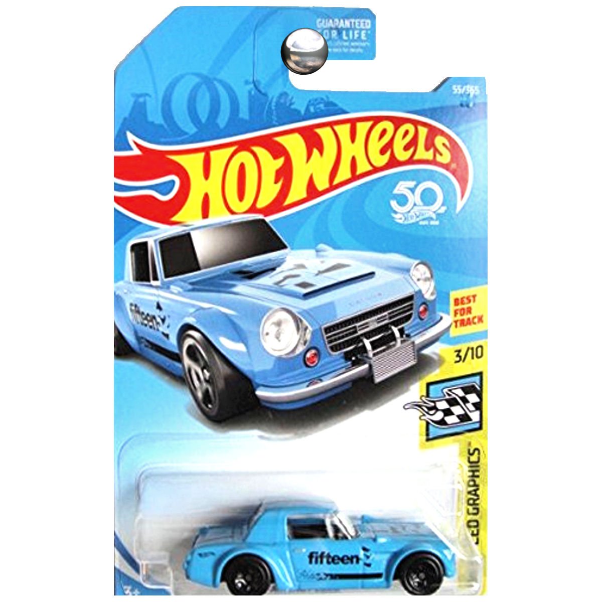 Hot Wheels 2018 50th Anniversary HW Speed Graphics Datsun Fairlady 2000 55/365, Light Blue