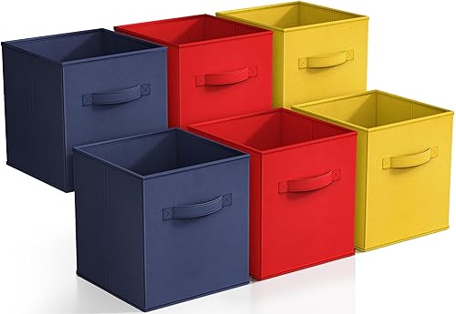 Sorbus Storage Cubes - 11" Foldable Storage Bins with Handle for Nursery, Playroom, Closet Organizers and Storage - 6 Fabric Shelf Basket for Toys…