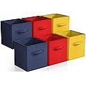 Sorbus Storage Cubes - 11" Foldable Storage Bins with Handle for Nursery, Playroom, Closet Organizers and Storage - 6 Fabric Shelf Basket for Toys…