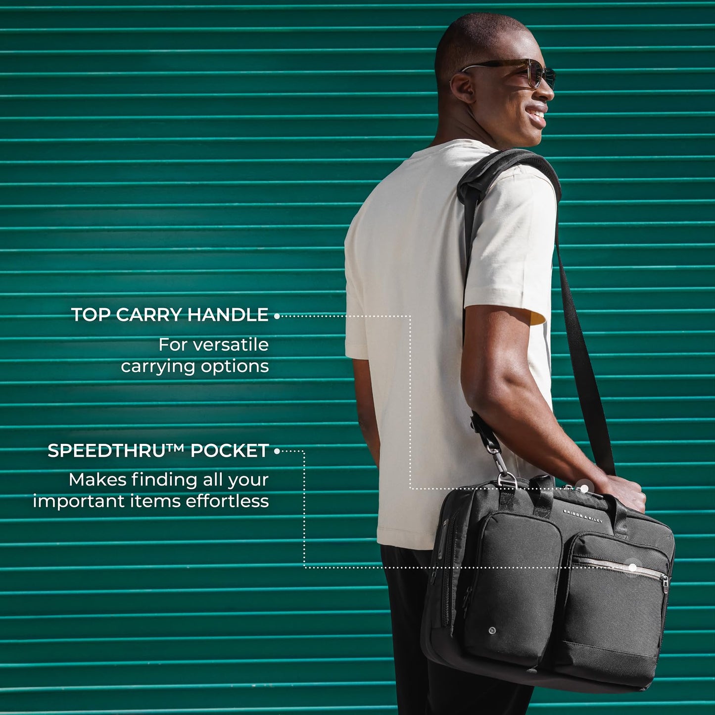 Briggs & Riley Medium Expandable Briefcase - Laptop Bag for Work & Travel, Briefs for Men & Women, Includes Shoulder Strap, Self-Repairing Zippers