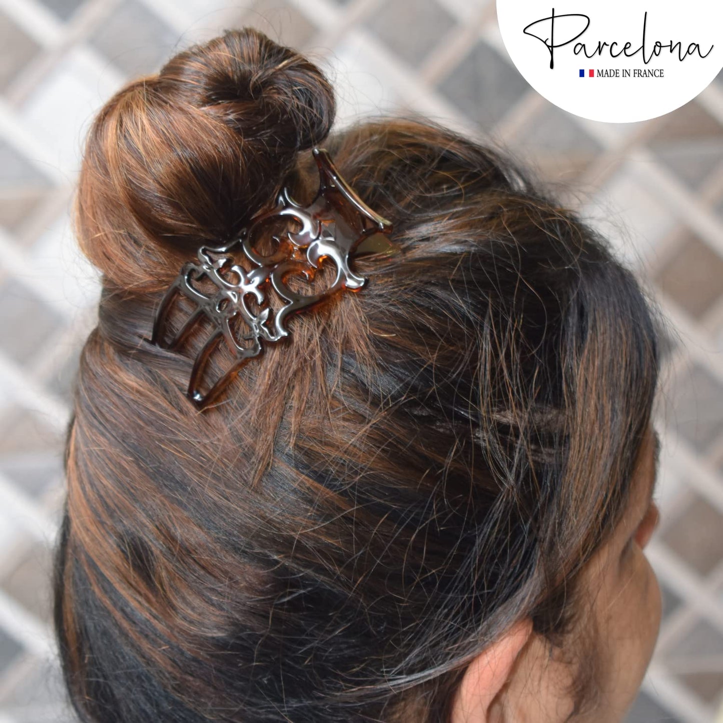 Parcelona French Intricate Celluloid Small Shell Slide in Side Slider Hair Updo Claw for Fine Hair