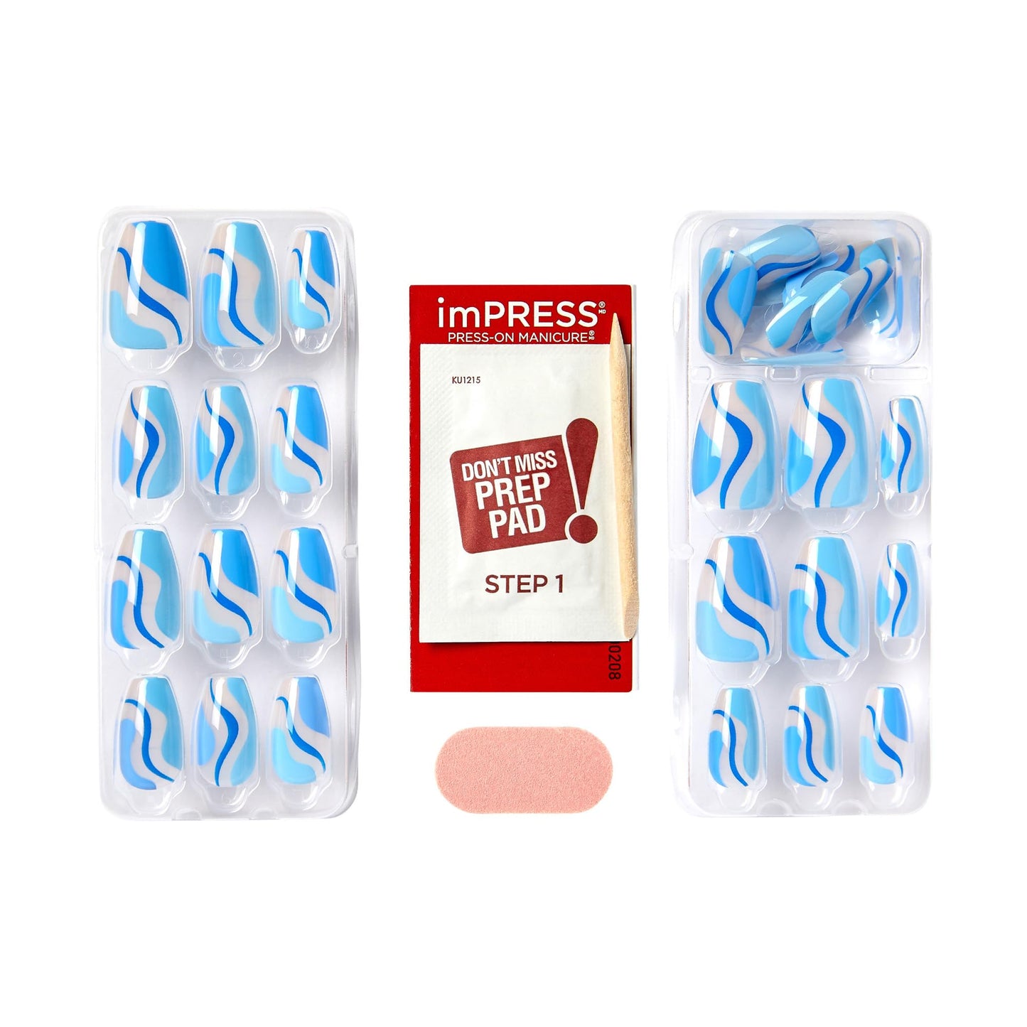 KISS imPRESS No Glue Mani 30 Pcs Press On Nails, Easy Apply, Hassel-Free Removal, Simple Peel & Press, Essential Tools Included, Prep Pad Beauty & Personal Care KISS
