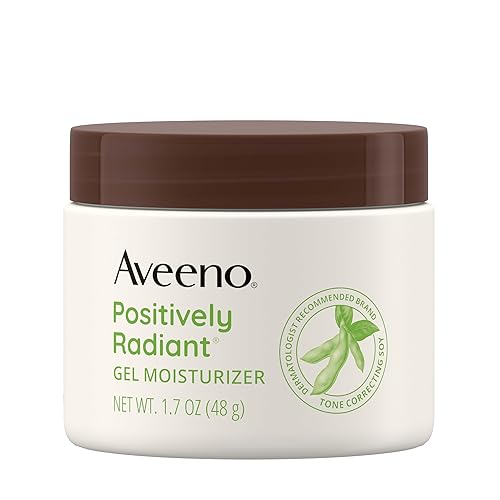 Aveeno Positively Radiant Daily Gel Facial Moisturizer with Hyaluronic Acid & Tone-Correcting Soy, Hydrating & Brightening Gel Face Cream Evens Skin