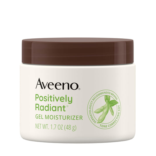 Aveeno Positively Radiant Daily Gel Facial Moisturizer with Hyaluronic Acid & Tone-Correcting Soy, Hydrating & Brightening Gel Face Cream Evens Skin