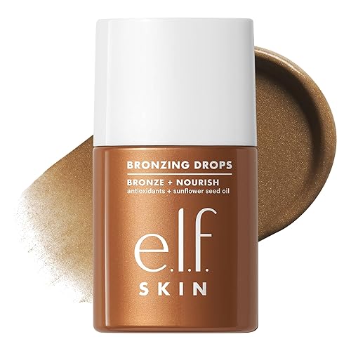 e.l.f. SKIN Bronzing Drops, Liquid Face Tinted Serum with Vitamin E & Sunflower Oil, Shimmer Finish, Vegan & Cruelty-Free, Copper Gold