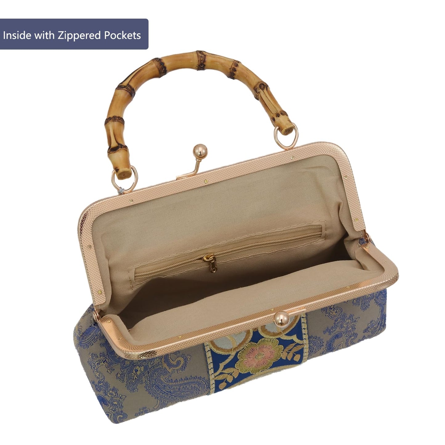 YeBon Retro Shoulder Chain Messenger Clutch Chinese Style Embroidered Jacquard Women's Evening Bags