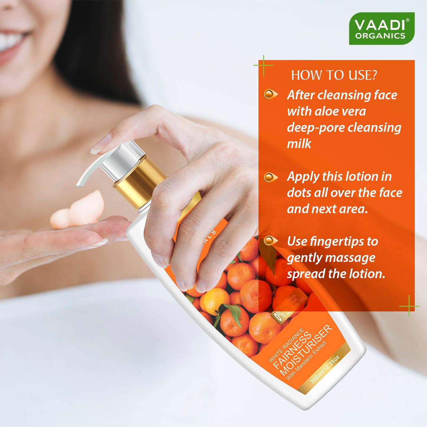 Vaadi Herbals Fairness Moisturizer Lotion With Mandarin And Silk Extract - Vitamin C Rich Mandarins Effectively Lightens Your Skin Tone While Deep
