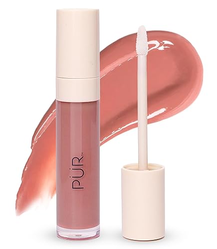 PÜR MINERALS Glossy Lip Tint, Plumping Tinted Lip Oil- Hydrate & Plumps with Buildable, Non-Sticky & High Shine Formula - Jajoba Oil, Vitamin E