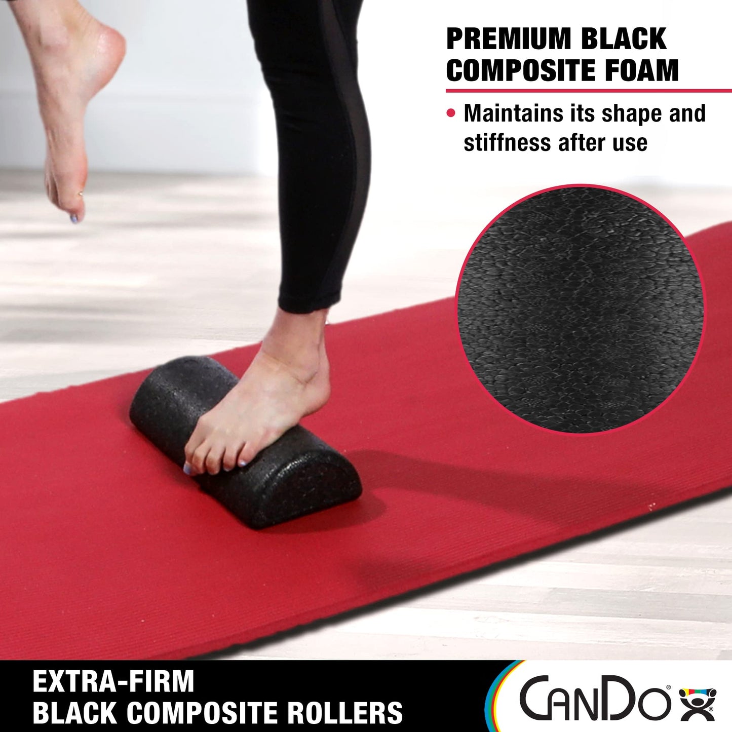 CanDo Black Composite High-Density Roller, Half-Round, 6"" X 36