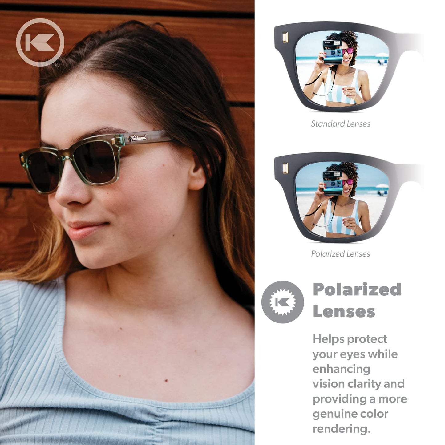 Knockaround Seventy Nines Polarized Sunglasses for Women & Men - Square Sunglasses, Impact Resistant Lenses, and Full UV400 Protection, Aged