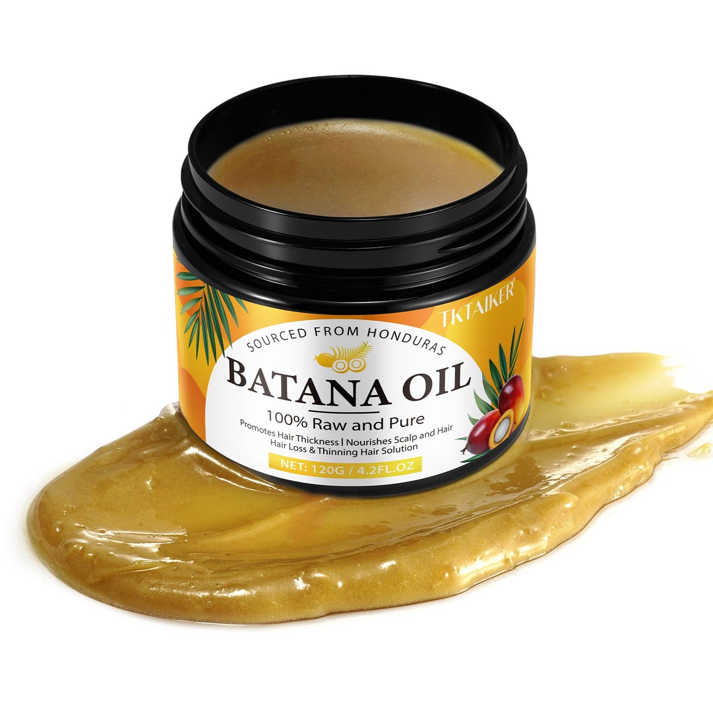 TKTALKER Raw Batana Oil for Hair Growth, 100% Pure, Dr. Sebi Batana Oil from Honduras, Organic, Unrefined, Prevents Hair Loss, Hair Care, Enhances
