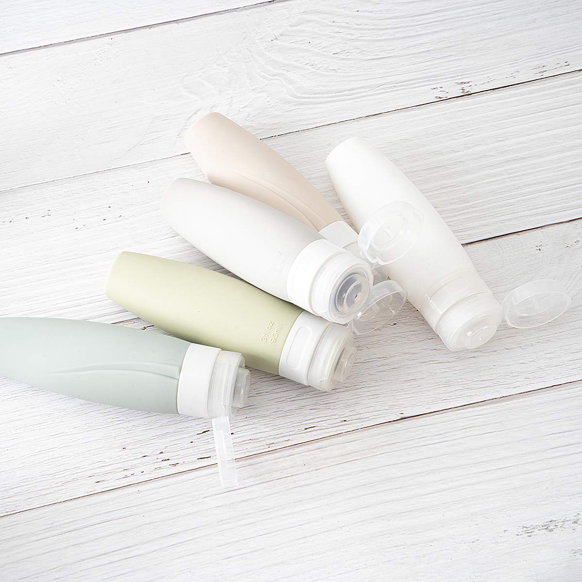 TSA Certified Portable Silicone Travel Bottle Set, Leak Proof Squeezable Silicon Tubes Travel Size Toiletries Containers, Refillable Travel