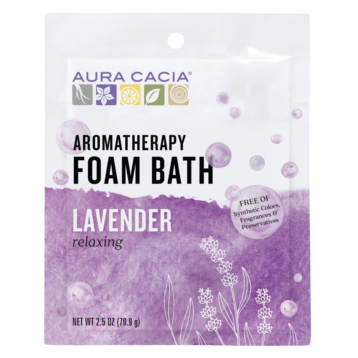 AURA CACIA Lavender Foaming Bath, 2.5 OZ