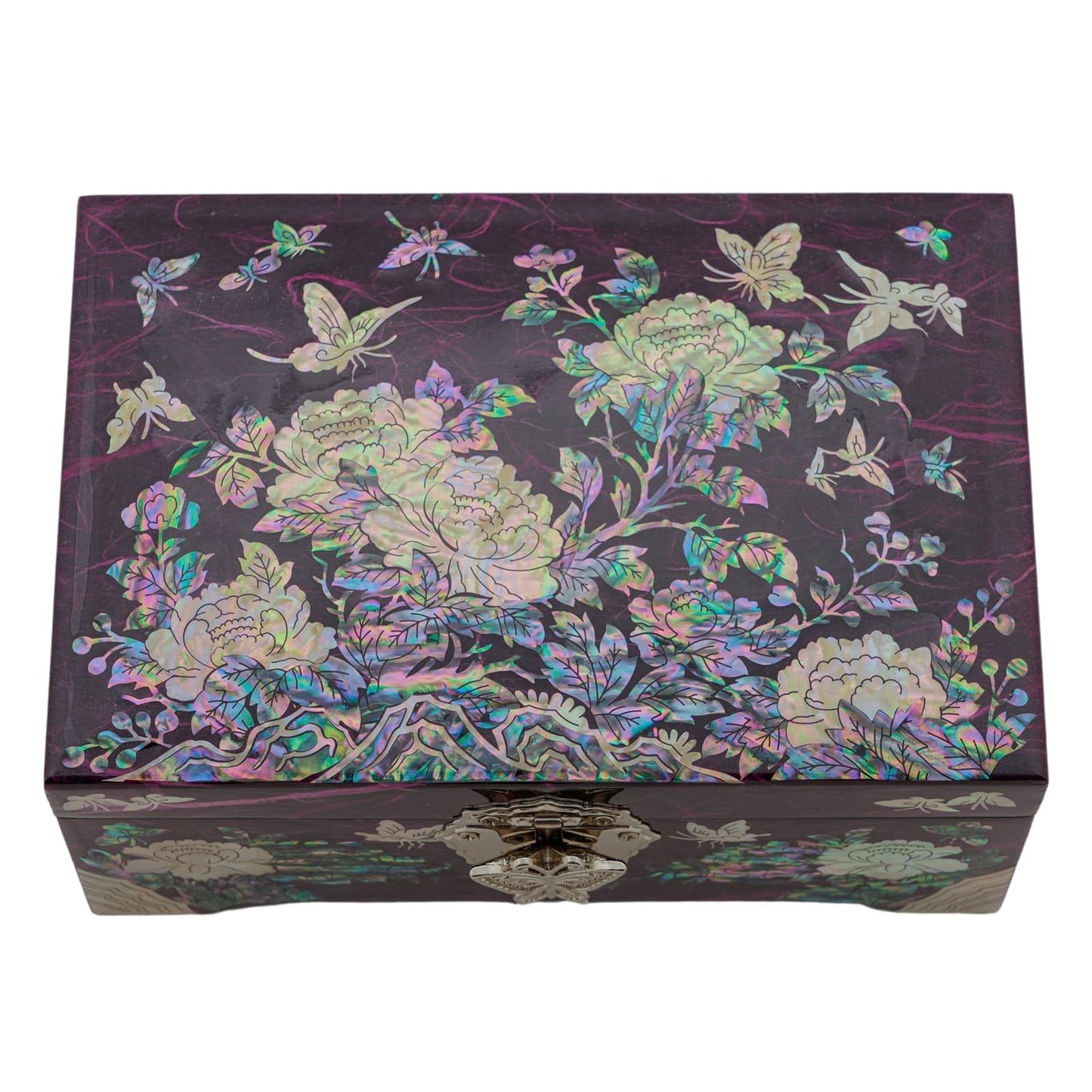 February Mountain Mother of Pearl Jewelry Organizer Box - Mothers day gifts Handmade Jewelry Box Gifts for mom from daughter Flower and butterfly…