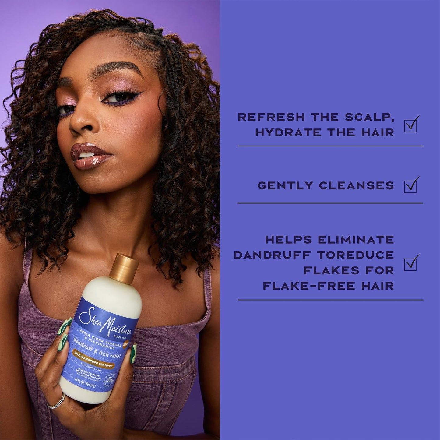 SheaMoisture Anti-Dandruff Shampoo & Conditioner + Scalp Repair & Hydrate Serum with Niacinamide, Shea Butter, 3% Salicylic Acid for Flakes & Itchy
