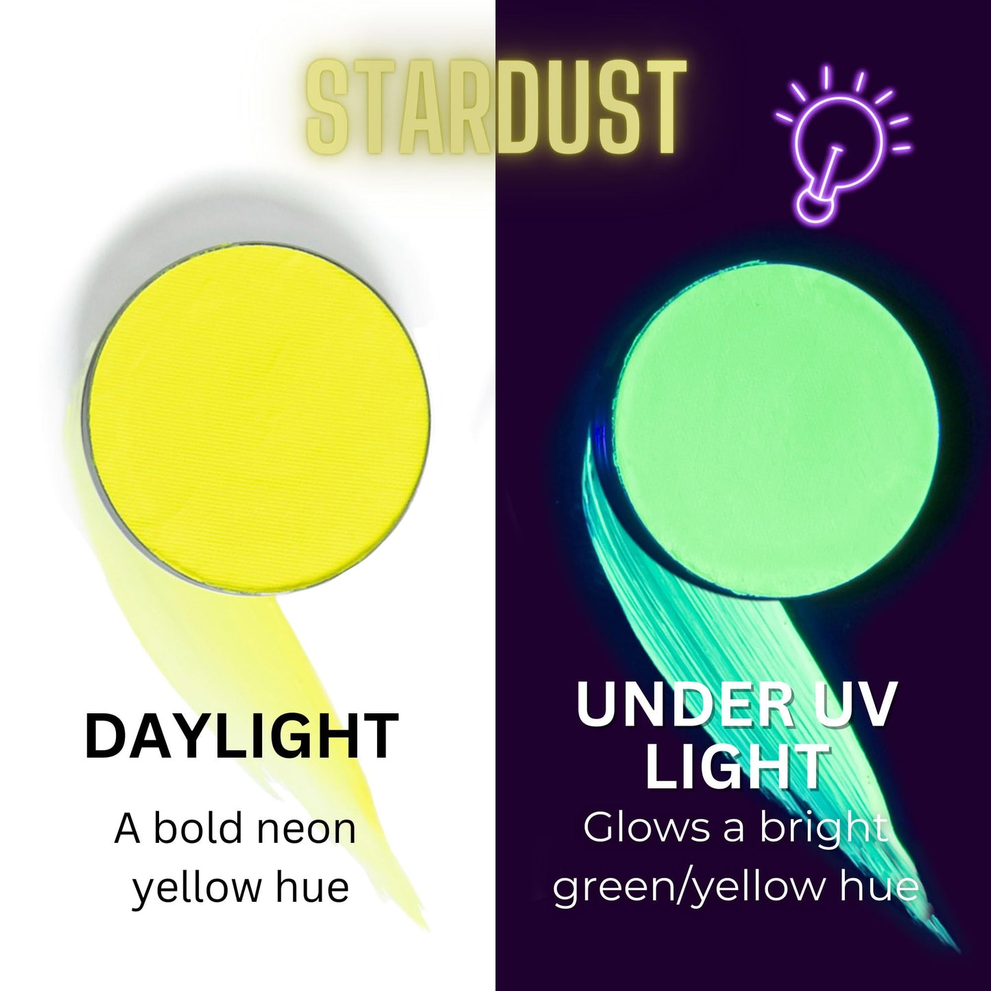 Mehron Paradise FX UV Neon Glow - Stardust - Neon Yellow/Yellow UV 0.25 oz | Pro Water-Activated Shimmer Paint for Raves, Costumes, SFX, Halloween