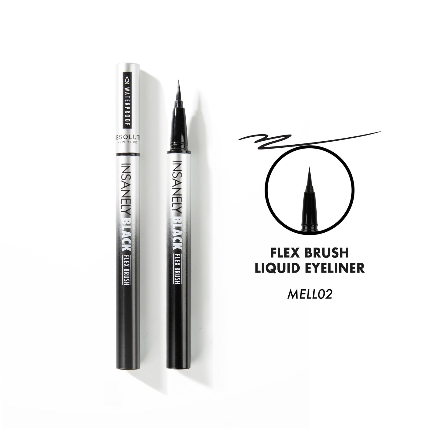 Absolute New York Insanely Black Micro Angled Liquid Eyeliner, Thin Pointed End, Creates Thin Lines Closer to Lash Line