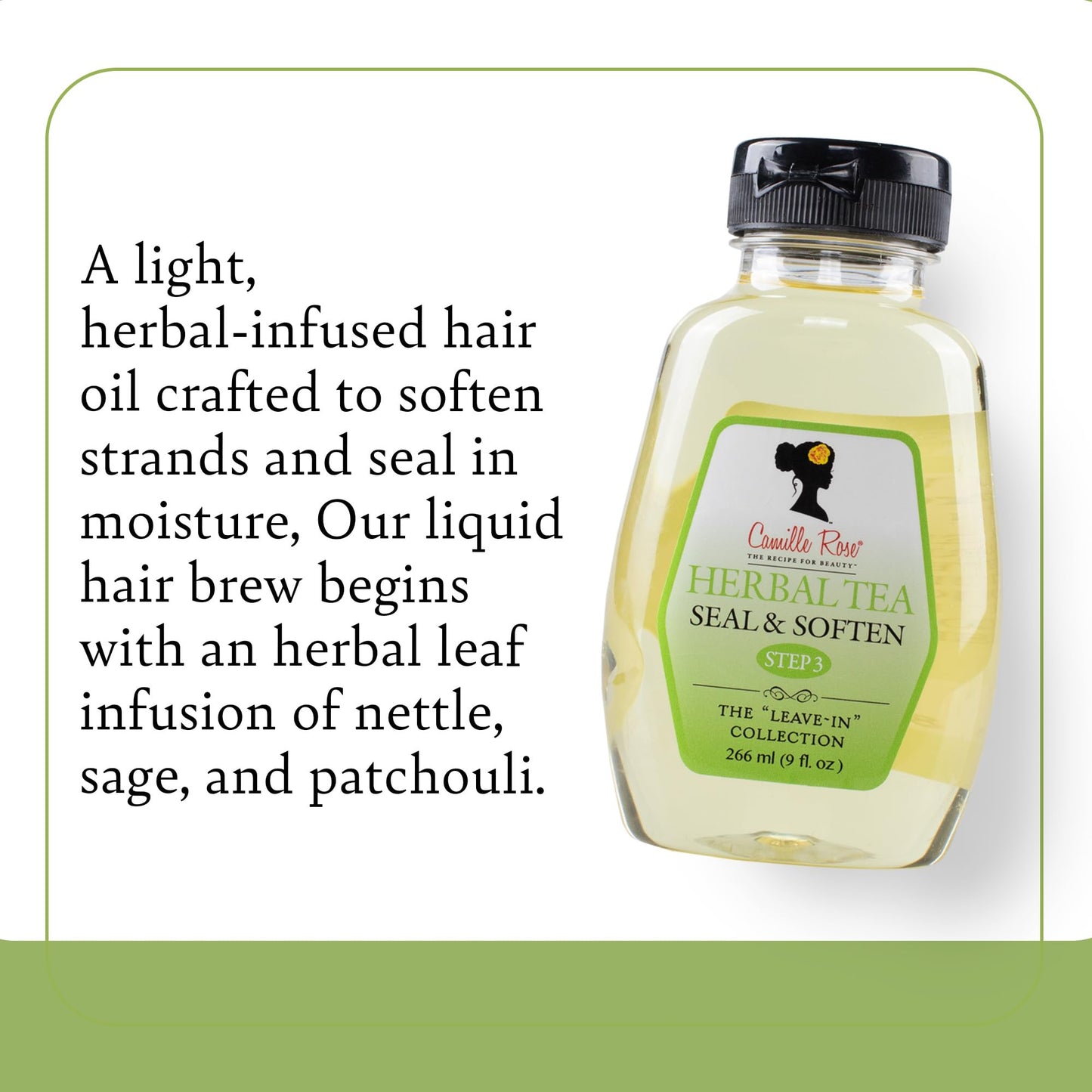 Camille Rose Herbal Tea leave in Hair Oil, with Jojoba and Lavender to Seal Moisture and Soften Strands, for all Hair Types, 9 fl oz