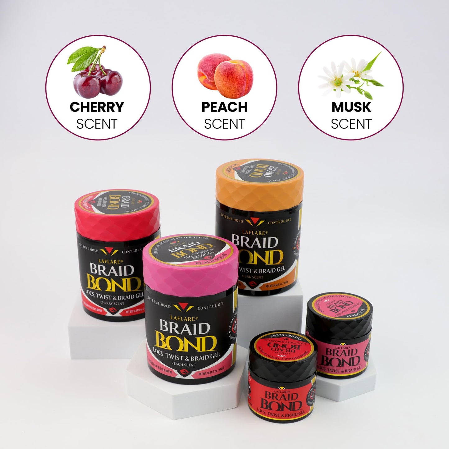 Laflare 430 ml Braid Bond Gel Bulk Extreme Hold for Natural & Kids Hair, Vegan, Nourishing, Braiding Hair, Twist Hair (Peach)