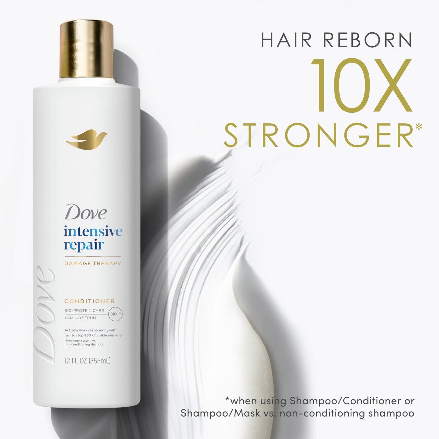 Dove Conditioner Intensive Repair 4 count for Damaged Hair Bio-Protein Care Technology and Amino Serum 12 oz Beauty and Personal Care Dove