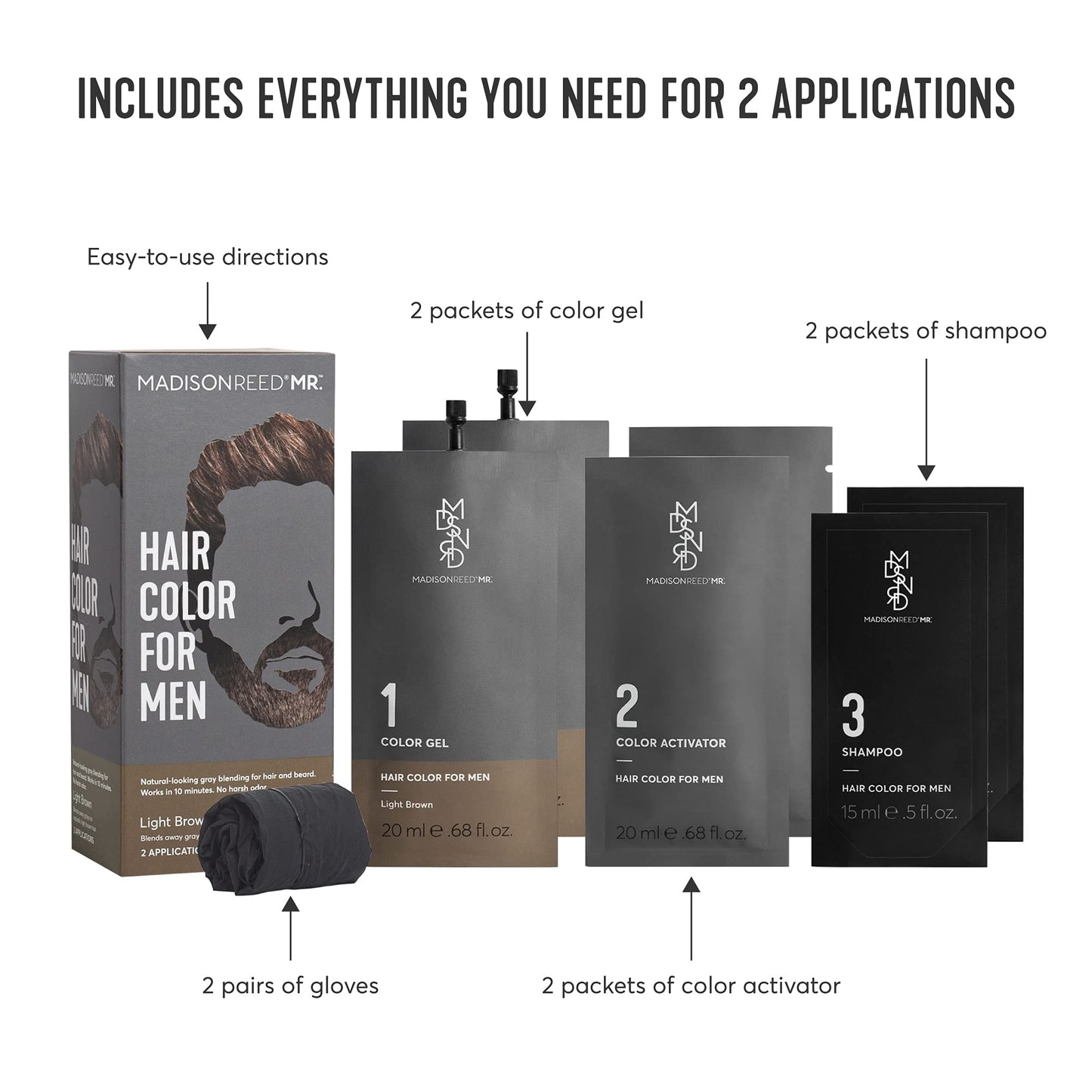 Madison Reed Mr. Hair Color for Men, Light Brown Demi-Permanent Hair Dye, Reduces Grays in 15 Minutes For Hair & Beard, Nourishing & Strengthening