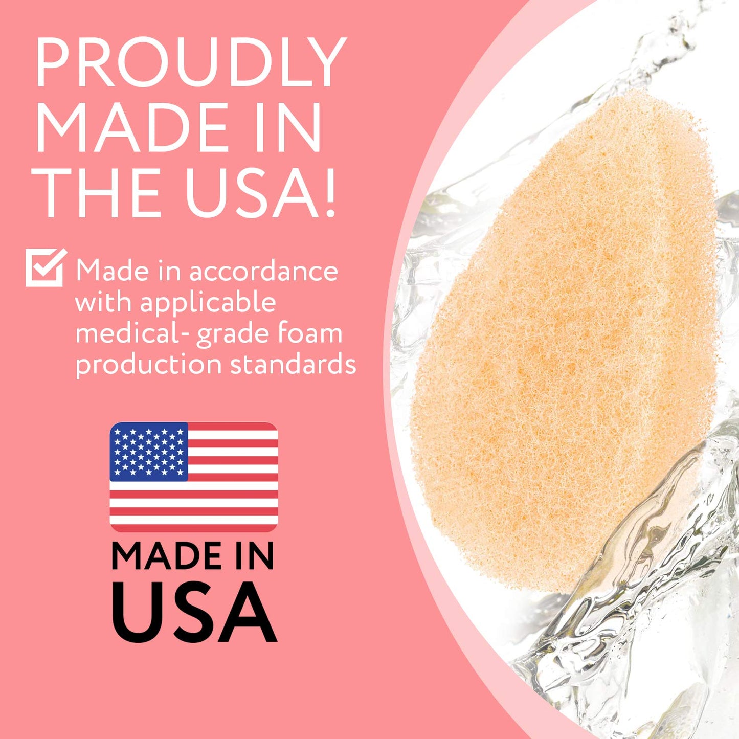 IMPRESA Face Scrubber Exfoliator Sponges - Regular Puff - Natural Medical-Grade Foam - 10 Pack Reusable Exfoliating Pads - Deep Cleanse & Dead Skin