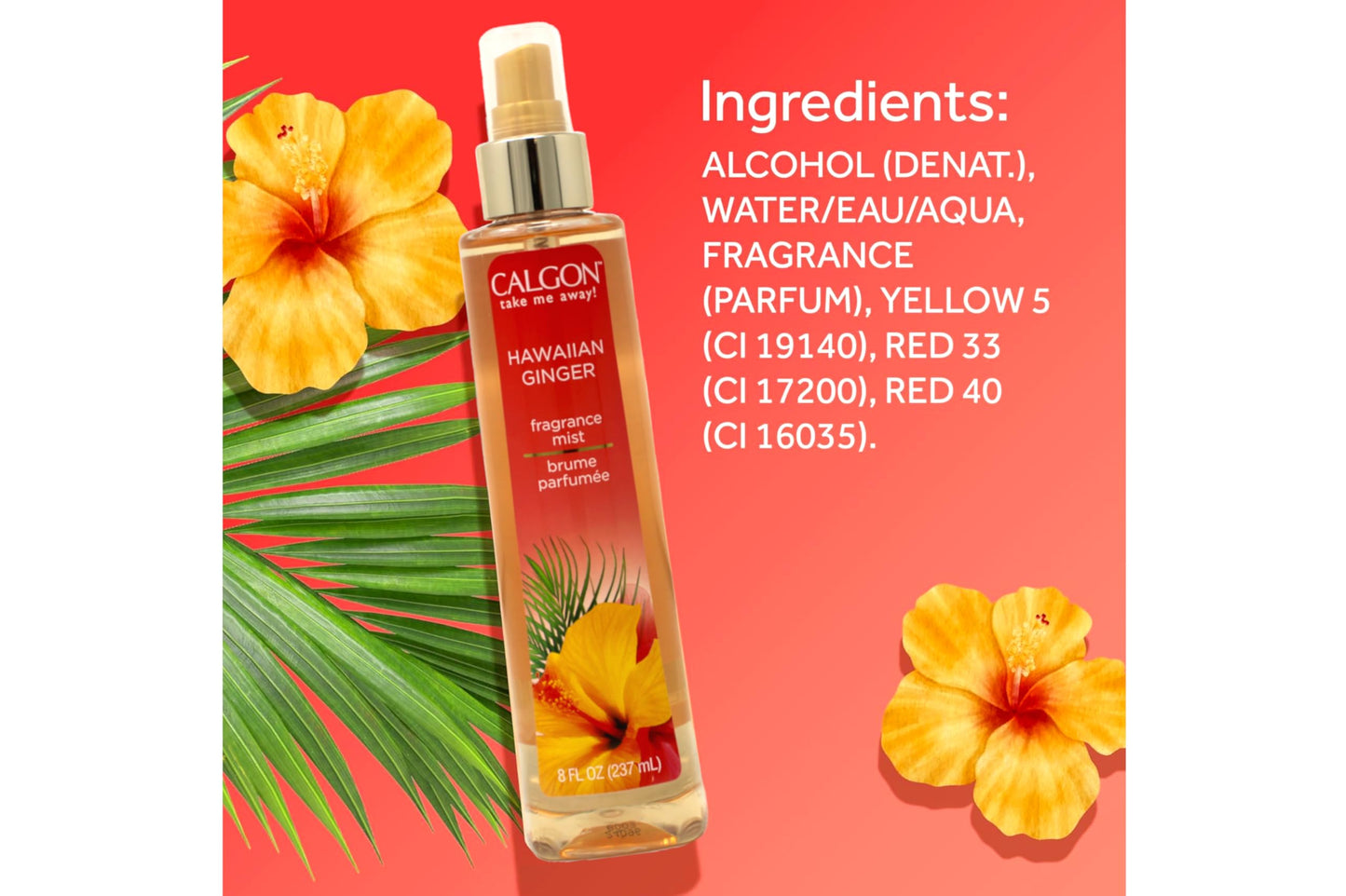 Calgon Hawaiian Ginger Fragrance Body Mist 8 oz ( Pack of 9)